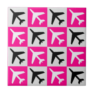 Geometrisches rosa Luftfahrzeug Fliese