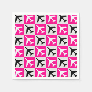 Geometrisches rosa Luftfahrzeug Serviette