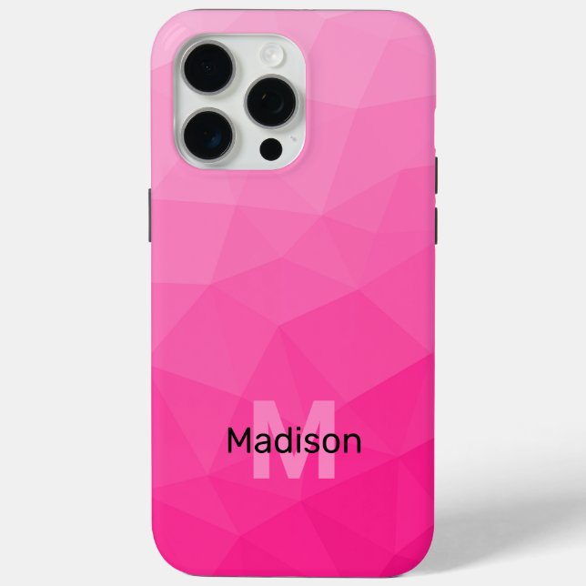 Geometrisches, rosa-ombre-Maschenmuster Monogram Case-Mate iPhone Hülle (Rückseite)