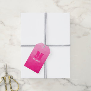 Geometrisches, rosa-ombre-Maschenmuster Monogram Geschenkanhänger