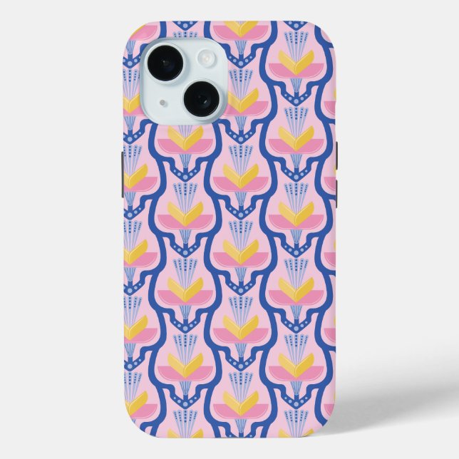 Geometrisches Rosa und blaues Blau Case-Mate iPhone Hülle (Rückseite)