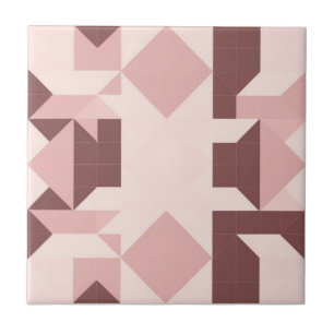 Geometrisches rosa und braunes Muster Fliese