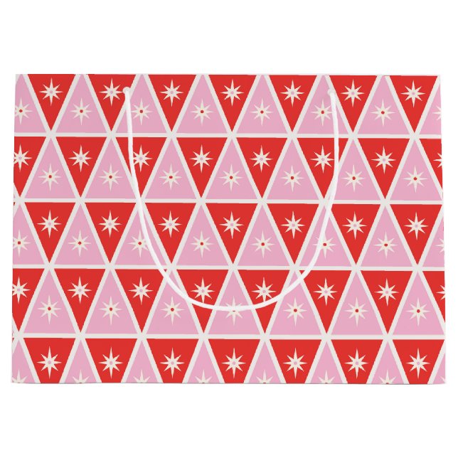 Geometrisches Rosa und Rot des mittleren Jahrhunde Große Geschenktüte (Vorderseite)