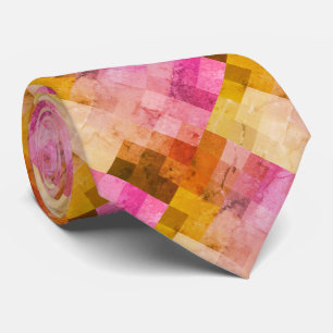Geometrisches rosa Wasserfarbmuster Krawatte