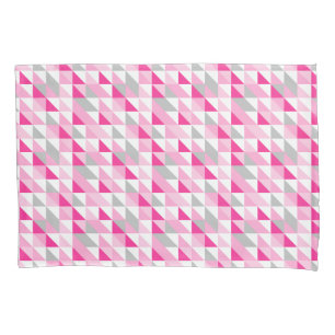 Geometrisches rosa weißes graues Dreieck-Muster Kissenbezug