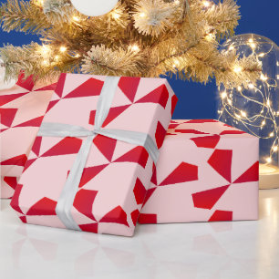 Geometrisches, rotes Dreifach Modernes und Fett De Geschenkpapier