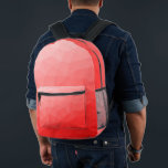 Geometrisches rotes Gefälle Bedruckter Rucksack<br><div class="desc">Geometrisches Muster mit rotem Farbverlauf,  gedruckter Rucksack. Coole Mode Accessoires Tasche für jeden. Geometrisches rotes Dreieck mit heller bis dunkler Ober-Farbverlauf.</div>