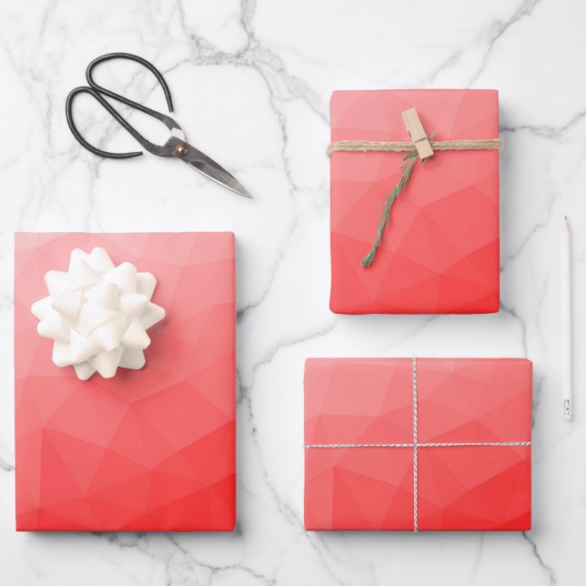 Geometrisches rotes Gefälle Geschenkpapier Set (Vorderseite)