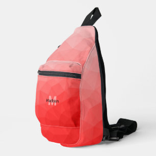 Geometrisches rotes Gradientenmuster Monogramm Crossbody Bag