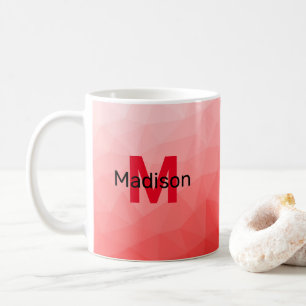Geometrisches rotes Gradientenmuster Monogramm Kaffeetasse