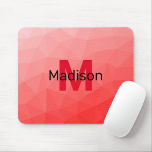 Geometrisches rotes Gradientenmuster Monogramm Mousepad