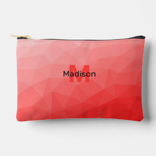 Geometrisches rotes Gradientenmuster Monogramm Zubehörtasche