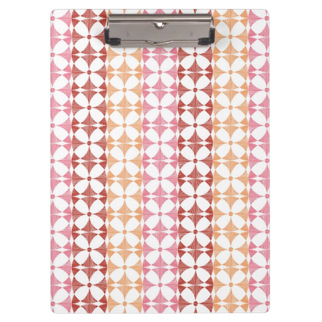 Geometrisches rotes ikat stripes Muster Klemmbrett (Vorderseite)