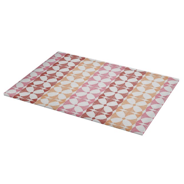 Geometrisches rotes ikat stripes Muster Schneidebrett (Ecke)