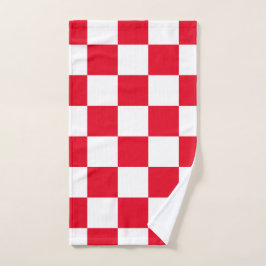 Geometrisches rotes kroatisches Schachbrettmuster Handtuch