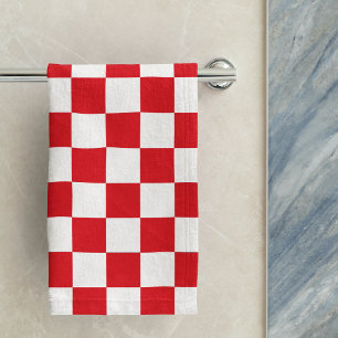Geometrisches rotes kroatisches Schachbrettmuster Handtuch