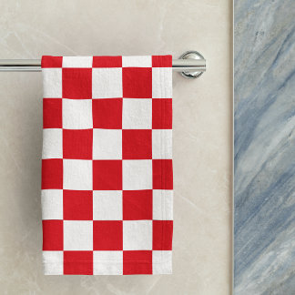 Geometrisches rotes kroatisches Schachbrettmuster Handtuch