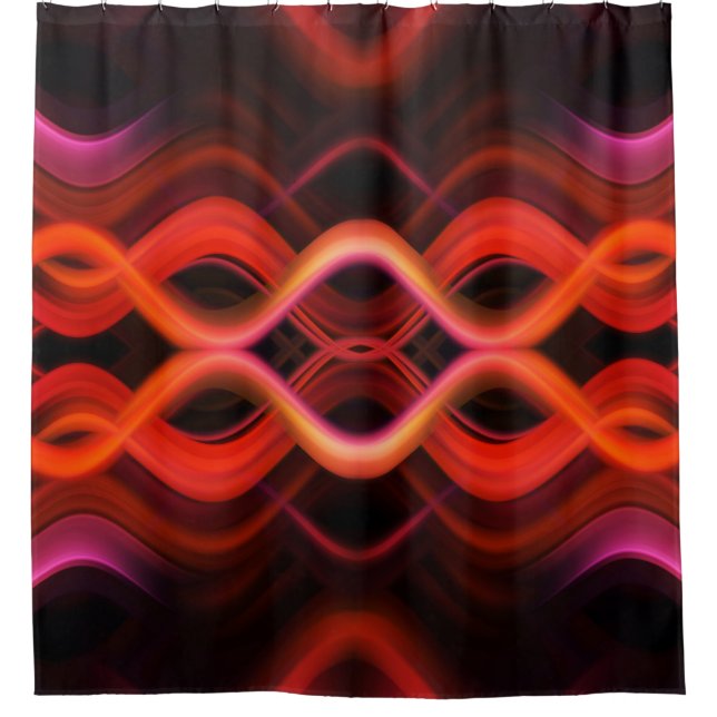 Geometrisches rotes Liniendesign. Duschvorhang (Vorderseite)