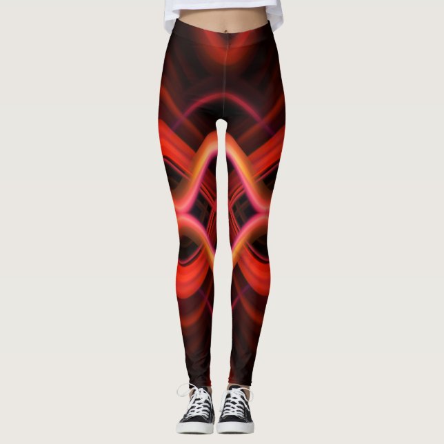 Geometrisches rotes Liniendesign. Leggings (Vorderseite)