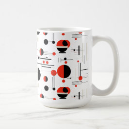 Geometrisches, rotes, schwarzes Bauhaus Kaffeetasse