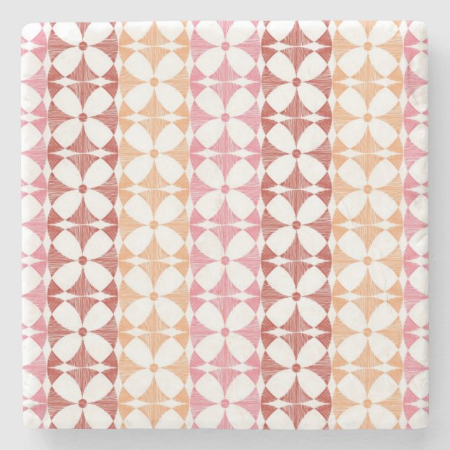 Geometrisches rotes Stripmuster Steinuntersetzer (Vorderseite)