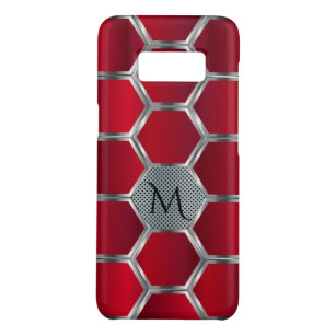 Geometrisches rotes und silberes Muster Monogramm Case-Mate Samsung Galaxy S8 Hülle