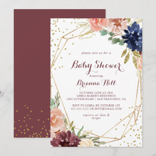 Geometrisches Rustic Gold Glitzer Kinderdusche Einladung