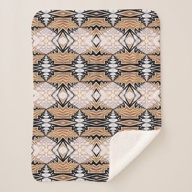 Geometrisches Rustikales Boho Brown Vintag Tribal  Sherpadecke (Vorderseite)