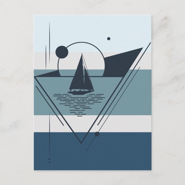 Geometrisches Sailboat Moderne Kunst Feiertagspostkarte (Vorderseite)