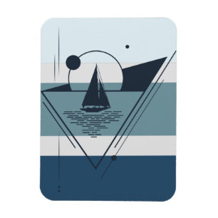 Geometrisches Sailboat Moderne Kunst Magnet