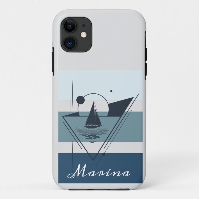 Geometrisches Sailboat Moderne Kunst Personalisier Case-Mate iPhone Hülle (Rückseite)
