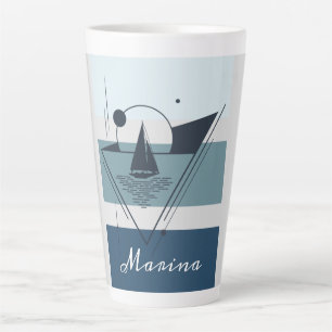 Geometrisches Sailboat Moderne Kunst Personalisier Milchtasse