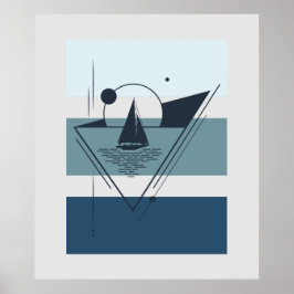 Geometrisches Sailboat Moderne Kunst Poster