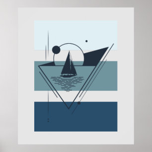 Geometrisches Sailboat Moderne Kunst Poster