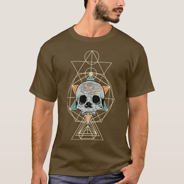 Geometrisches Schädel-freier Willenslied-grafische T-Shirt (Vorderseite)