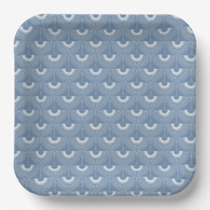 Geometrisches Schwan-Flugvogel-Muster blau Pappteller