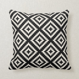 Geometrisches Schwarz-Creme-Muster Kissen