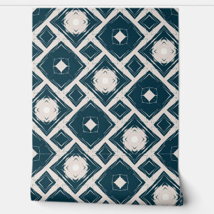 Geometrisches Schwarz-Creme-Muster Tapete