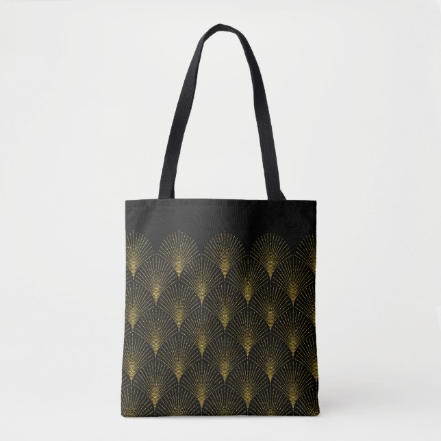 Geometrisches Schwarz-Gold-Art-Deko-Muster (Vorderseite)
