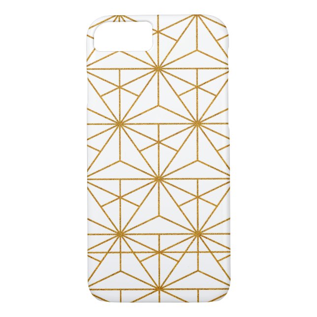 Geometrisches Schwarz-Gold-Deko-Muster Case-Mate iPhone Hülle (Rückseite)