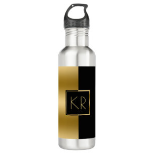Geometrisches Schwarz & Gold Modernes Design Trinkflasche