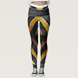 geometrisches Schwarz-Gold-Muster Leggings