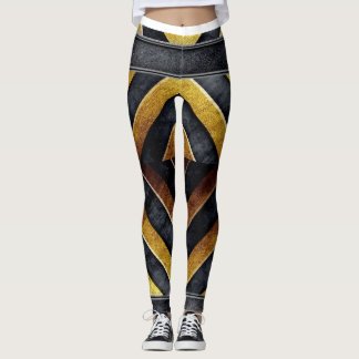 geometrisches Schwarz-Gold-Muster Leggings