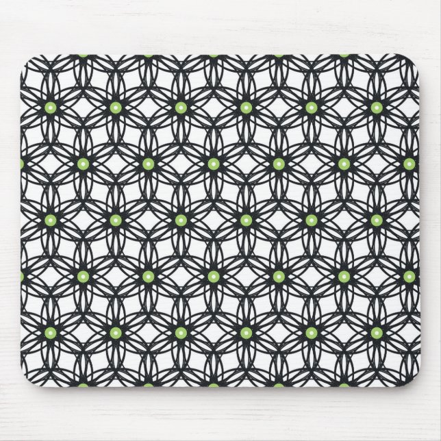 Geometrisches Schwarz-Grün- und Weißkreisdesign Mousepad (Vorne)