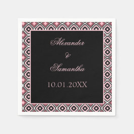 Geometrisches Schwarz-Pink-Muster Serviette