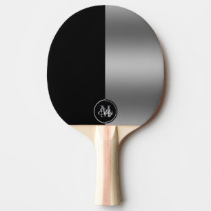 Geometrisches Schwarz-Silber-Trennbild Tischtennis Schläger