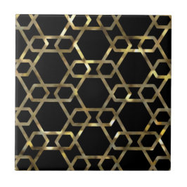 Geometrisches Schwarz und Gold Fliese