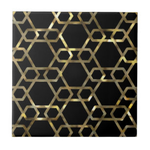 Geometrisches Schwarz und Gold Fliese