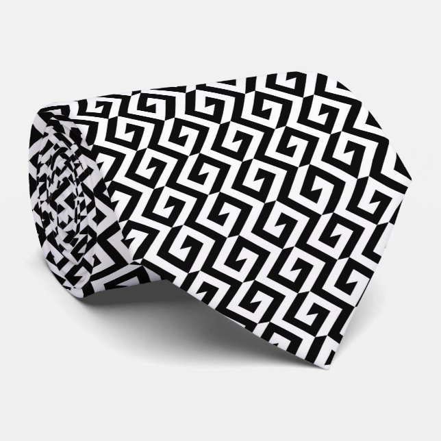 Geometrisches Schwarz und Weiß Krawatte (Gerollt)