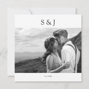 Geometrisches Schwarz-Weiß-Foto 2 Hochzeit Einladung